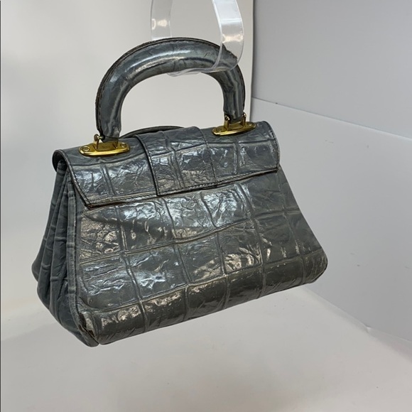 Parkland Vintage Gray Croc Embossed Leather Bag - Picture 3 of 14
